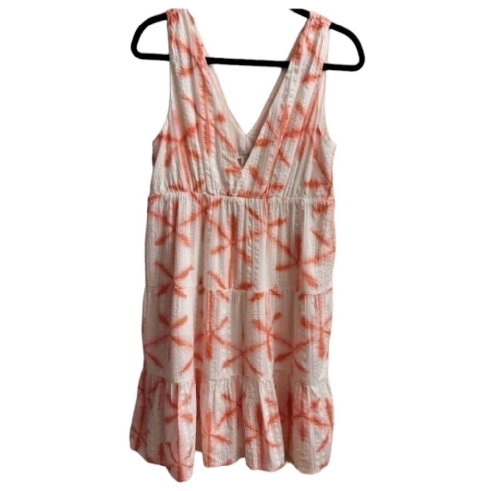 LOFT Star Tie Dye Tiered Double V Swing Sleeveless Dress sz S Boho Feminine